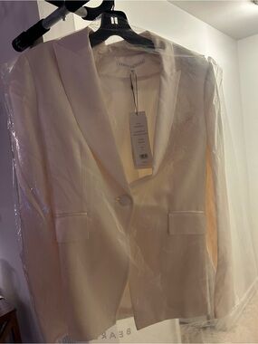 Veronica Beard Cream Single-Button Blazer